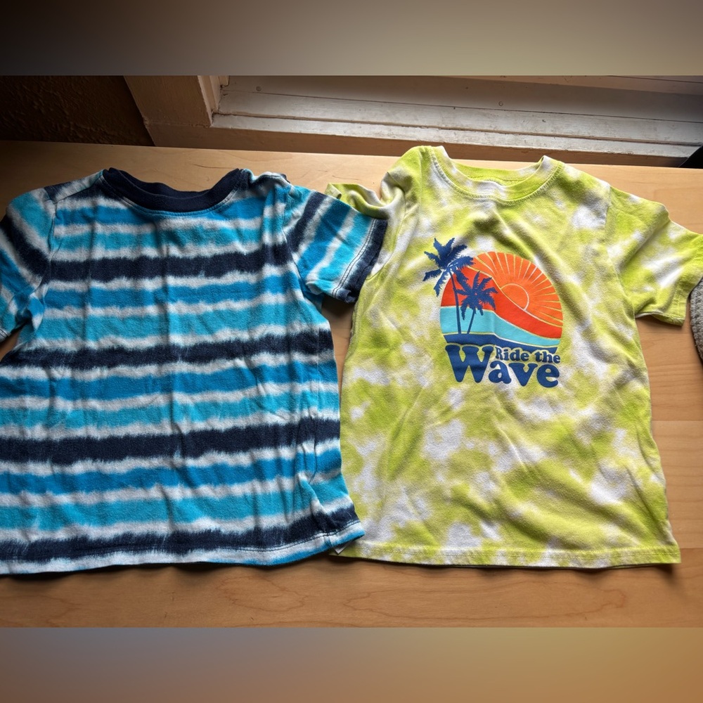 Old Navy & Garnimals Blue Striped and Yellow Wave Kids Tees